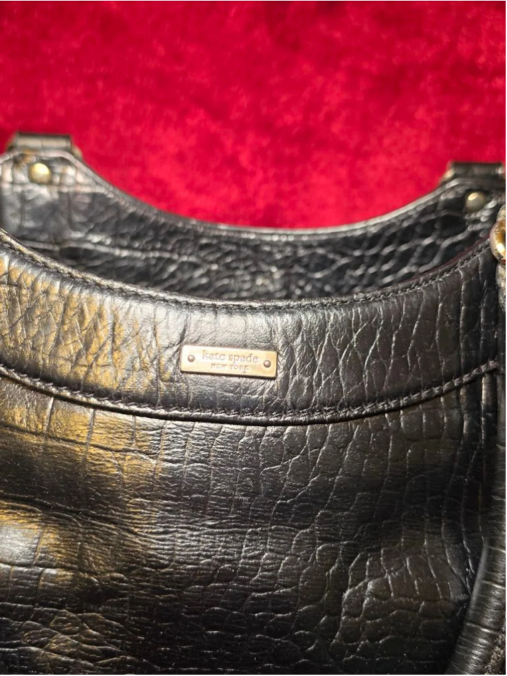 Kate Spade Black Croc Embossed Leather Large Tote Bag
